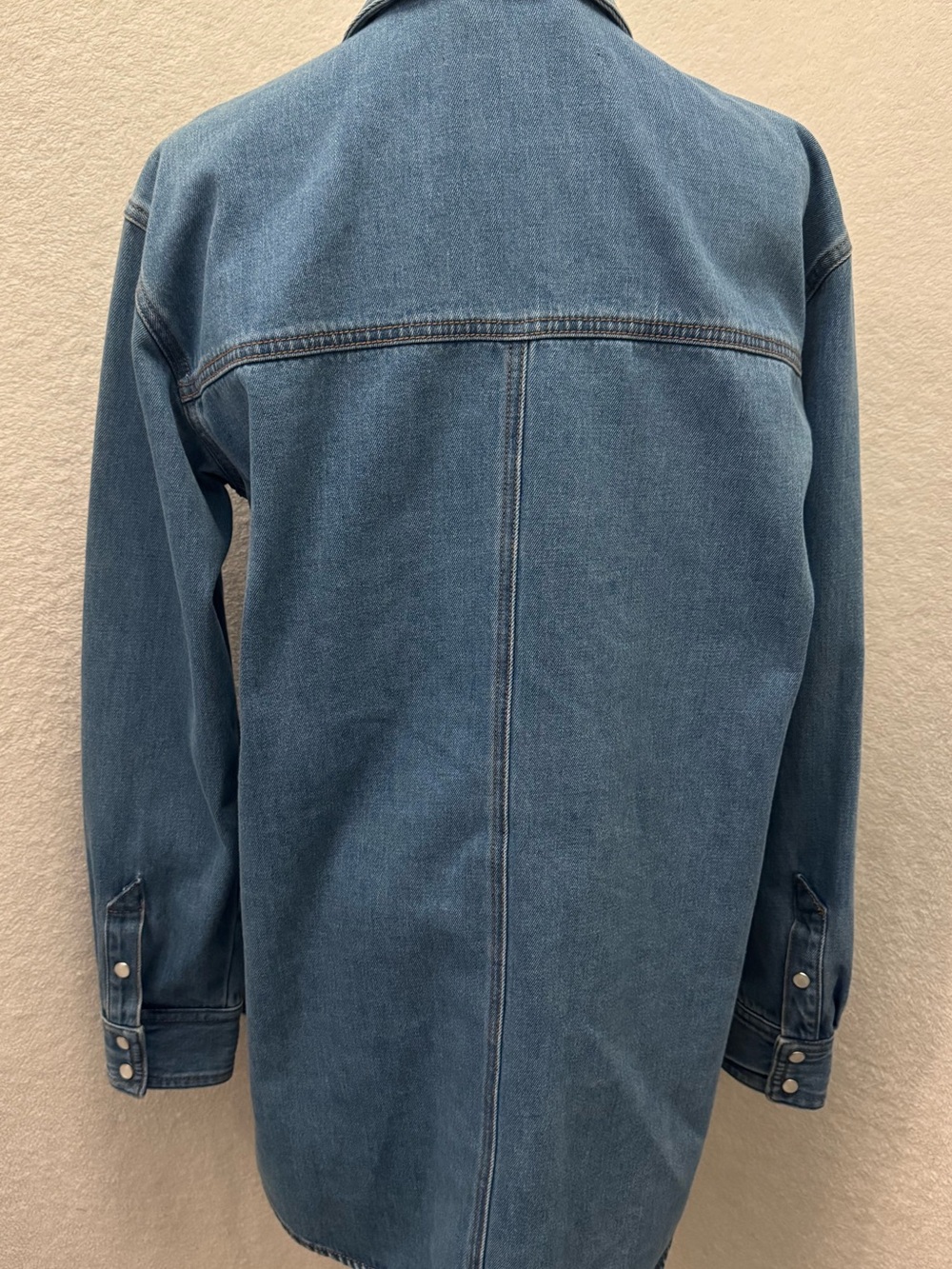 Veronica Beard Mikaela Denim Shacket Jacket Tie Pearl Snaps Size S Quiet Luxury - Picture 9 of 11